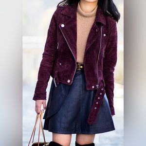 BLANKNYC Morning Suede Moto Jacket in Burgundy - Size Small